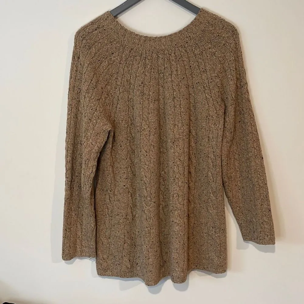 J.Jill Women's Knit Sweater Long Pullover Wool Blend Camel Brown Size‎ Medium - Image 4