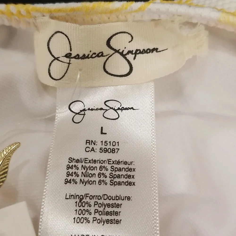 💕JESSICA SIMPSON💕 Checked Tie-Waist One-Piece Swimsuit Sol Yellow Plaid L NWT - Image 6