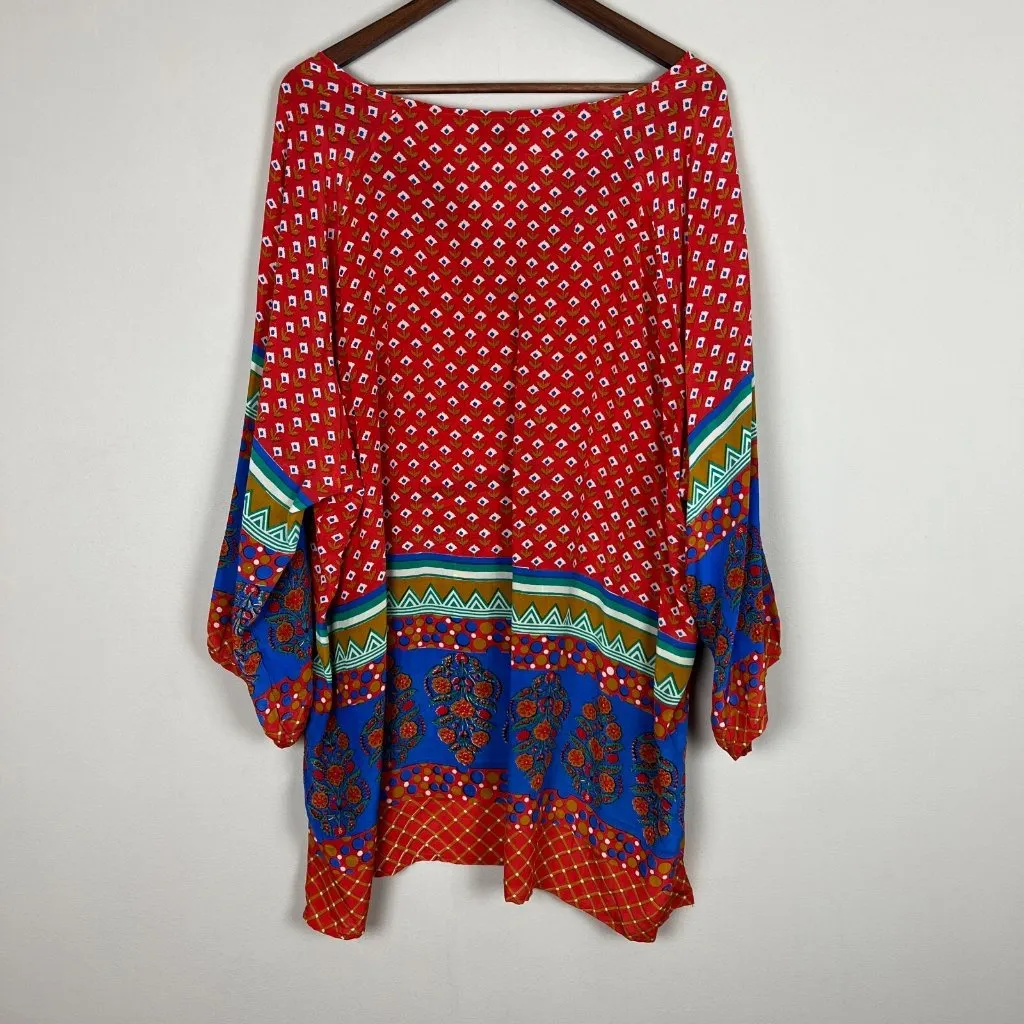 TOLANI Tunic Top Womens 3X 100% Silk Floral Boho Hippie 3/4 Sleeve Colorful Plus - Image 9