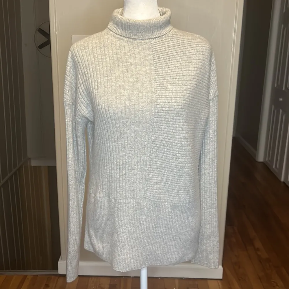 Summersalt The Luxe Cashmere Blend Funnel Neck Mix Stitch Sweater New Grey XS - Image 3