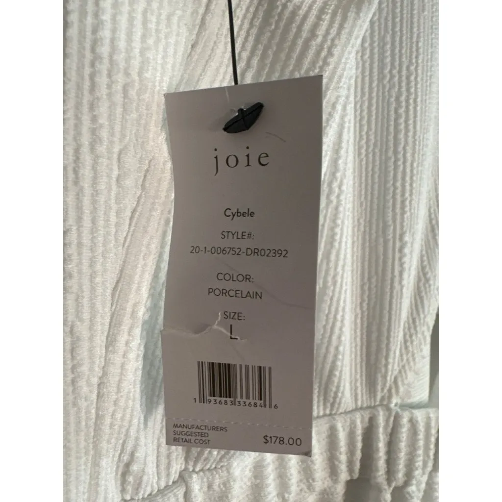 Joie Cybele White Short Sleeve Dress Size Large NWT Keyhole Cutout Womens - Image 5