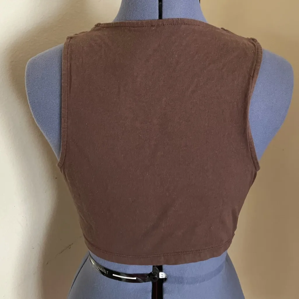 Vintage Spoiled Brown Cropped Vest Junior Size L - Image 3