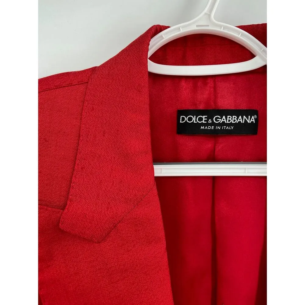 Dolce & Gabbana Red Silk Blend Single Breasted Blazer Jacket Size 46/10 NWT - Image 10
