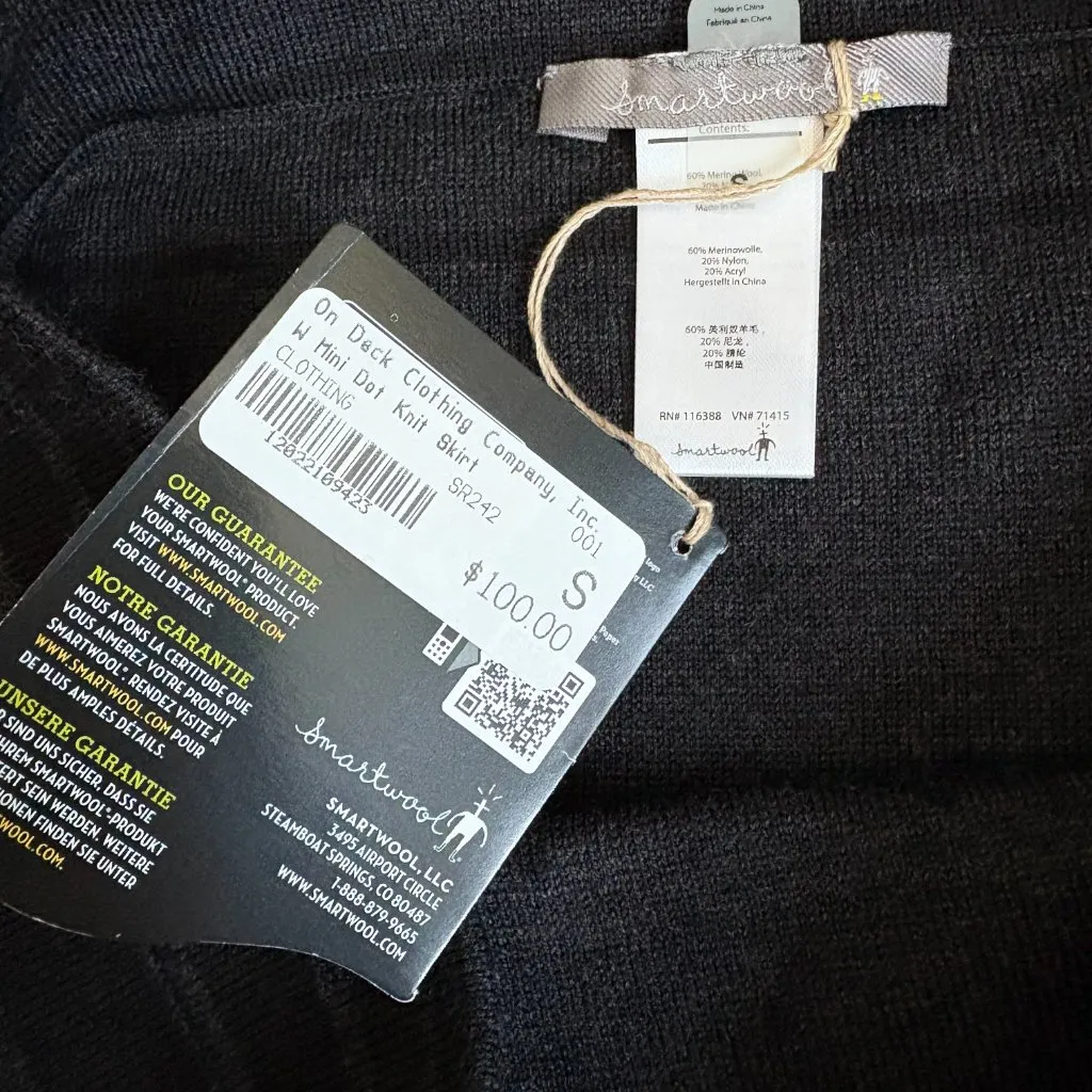 Smartwool Womens Skirt Mini Black Wool Size Small NWT - Image 3