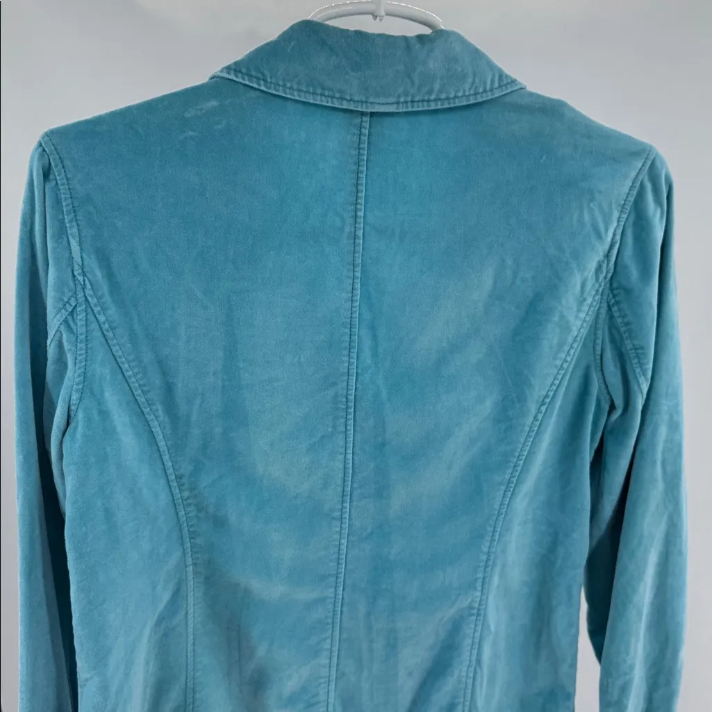 Sundance Aqua Women's Blazer velvet contrast cuff 2 casual professional preppy Blue - Image 7