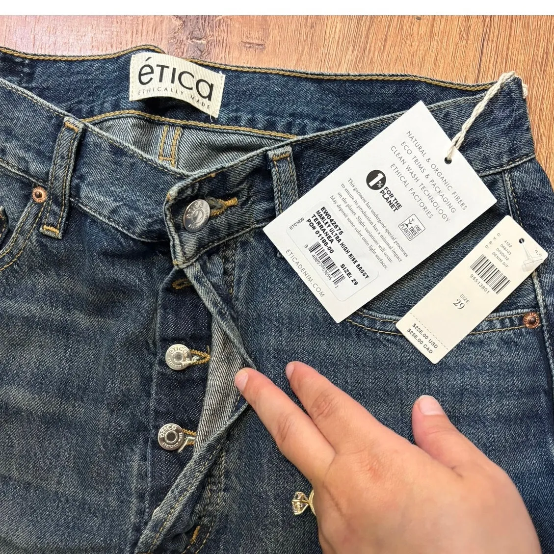 NWT Etica X Anthropologie Marley Ultra High Rise Wide Leg Baggy Jean Size 29 Blue - Image 6