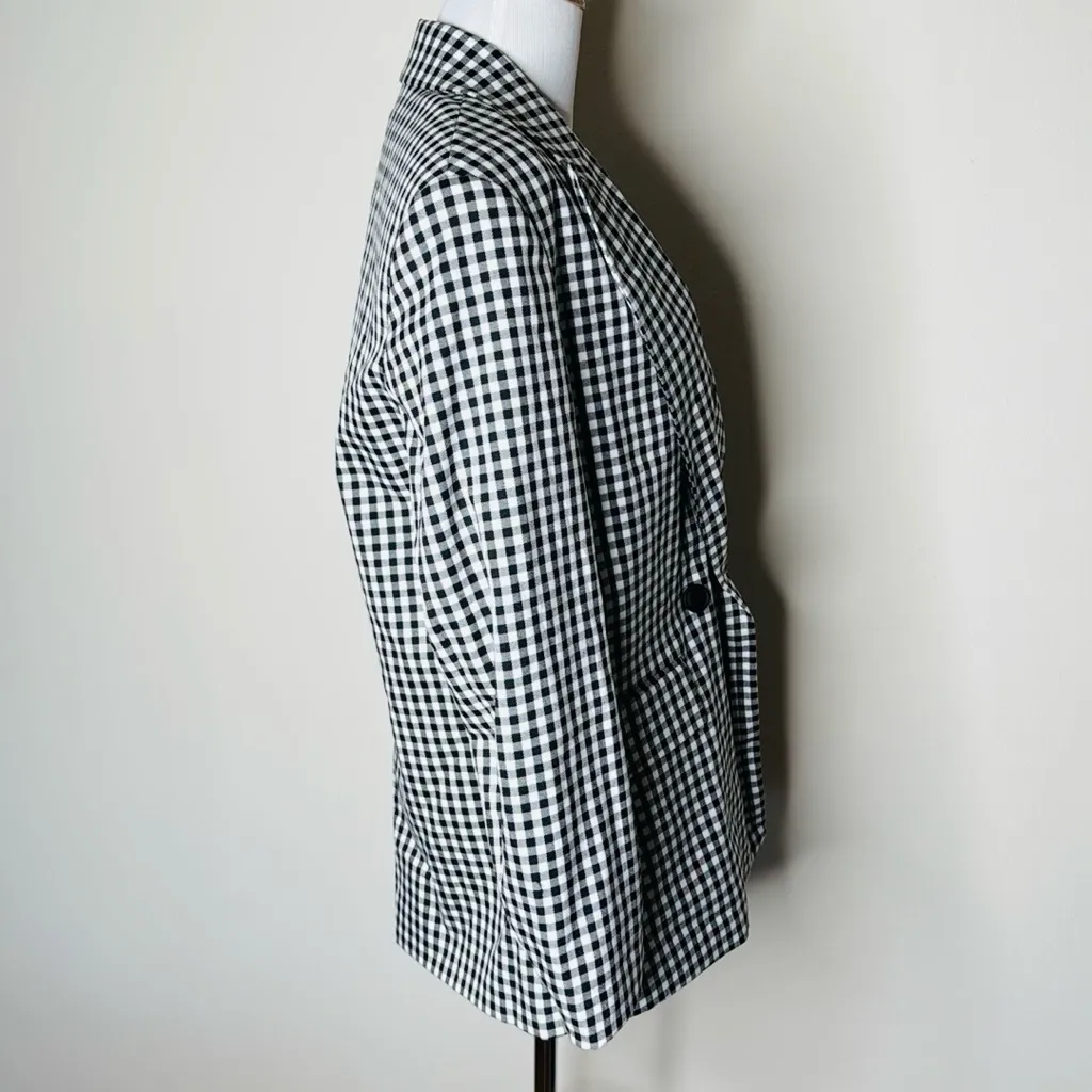 Zara Black and White Gingham Blazer - Image 4