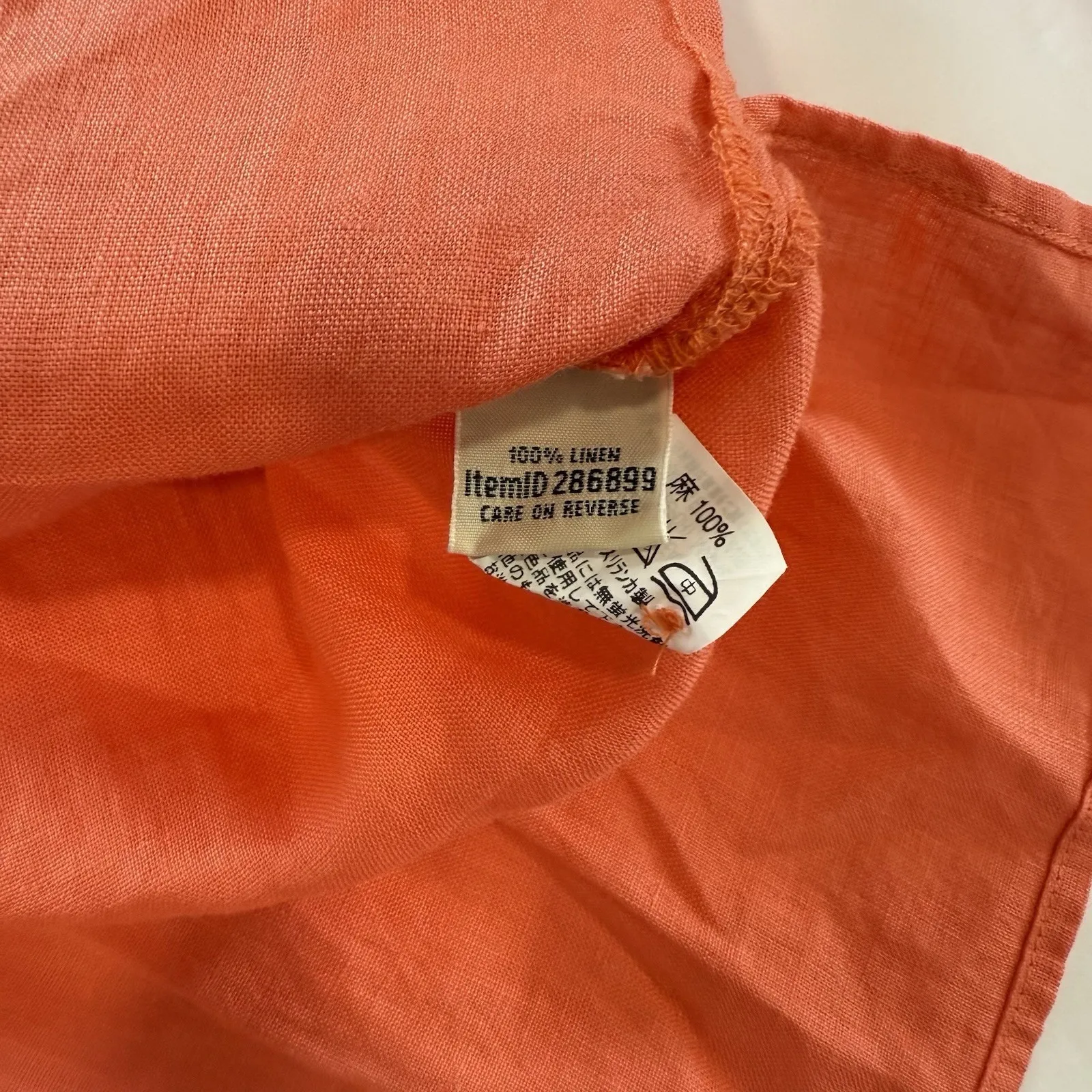 LL Bean Coral Orange Premium Washable Linen Long Sleeve Button Up Shirt Size XL‎ - Image 12