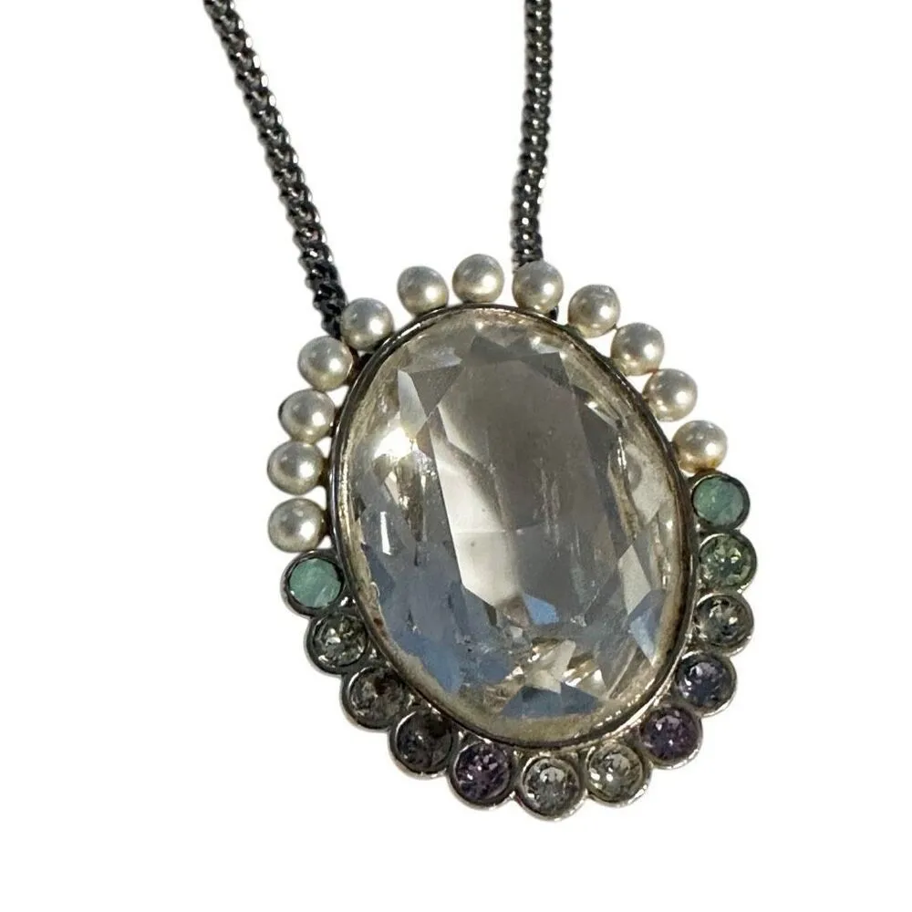 Swarovski Calista Palladium Plated Steel Crystal & Pearl Long Adjustable Pendant - Image 6