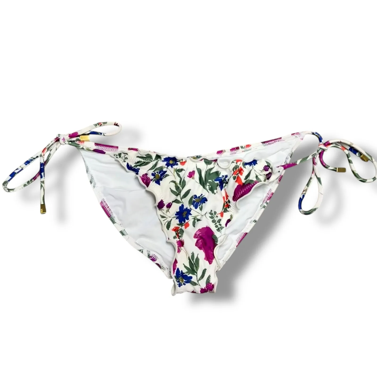 Vix Paula Hermanny Turquoise Beaded Halter Bikini Set Floral Tie Side Bottoms - Image 3