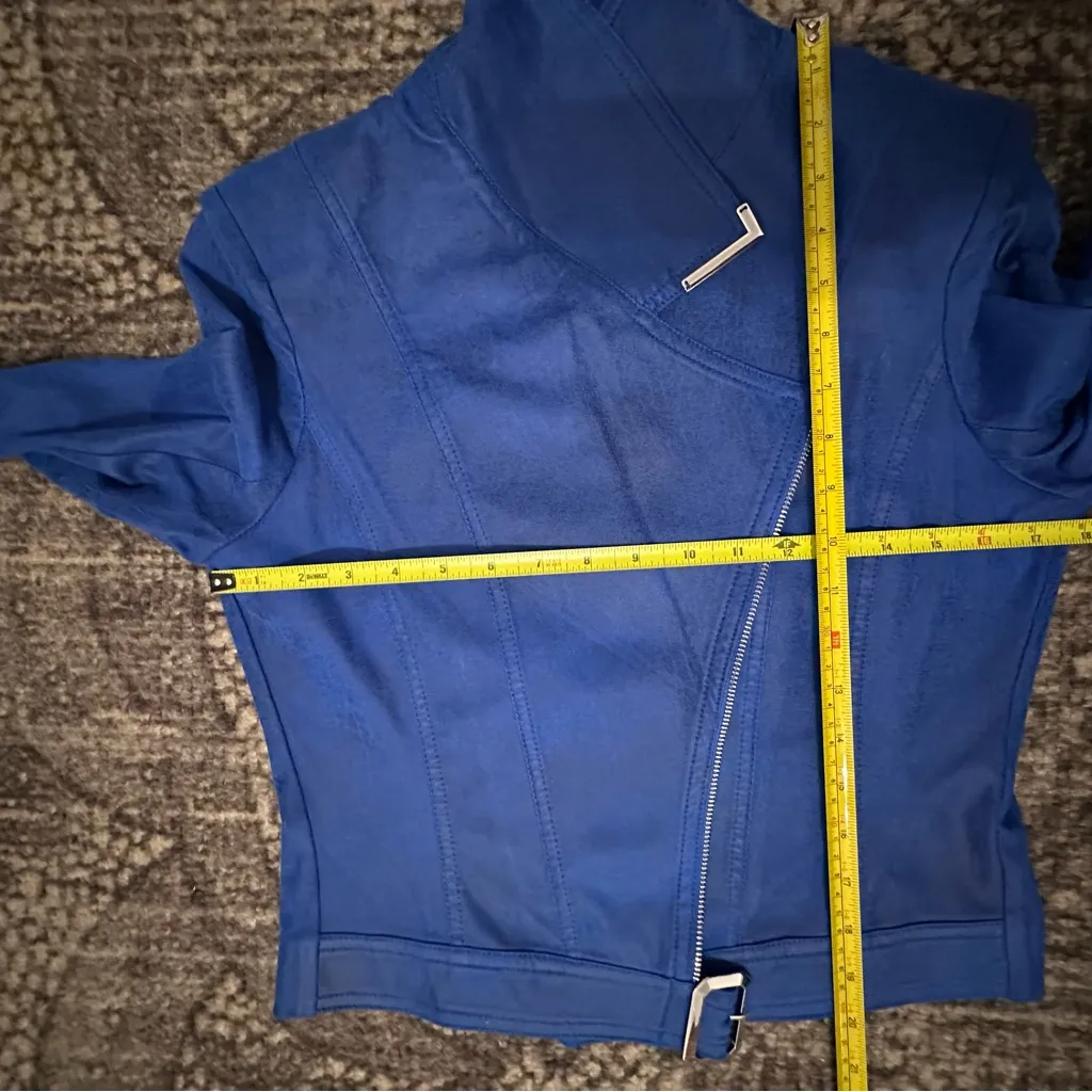 Insight Women’s Size 6 Blue Faux Leather Moto Biker Jacket - Image 8