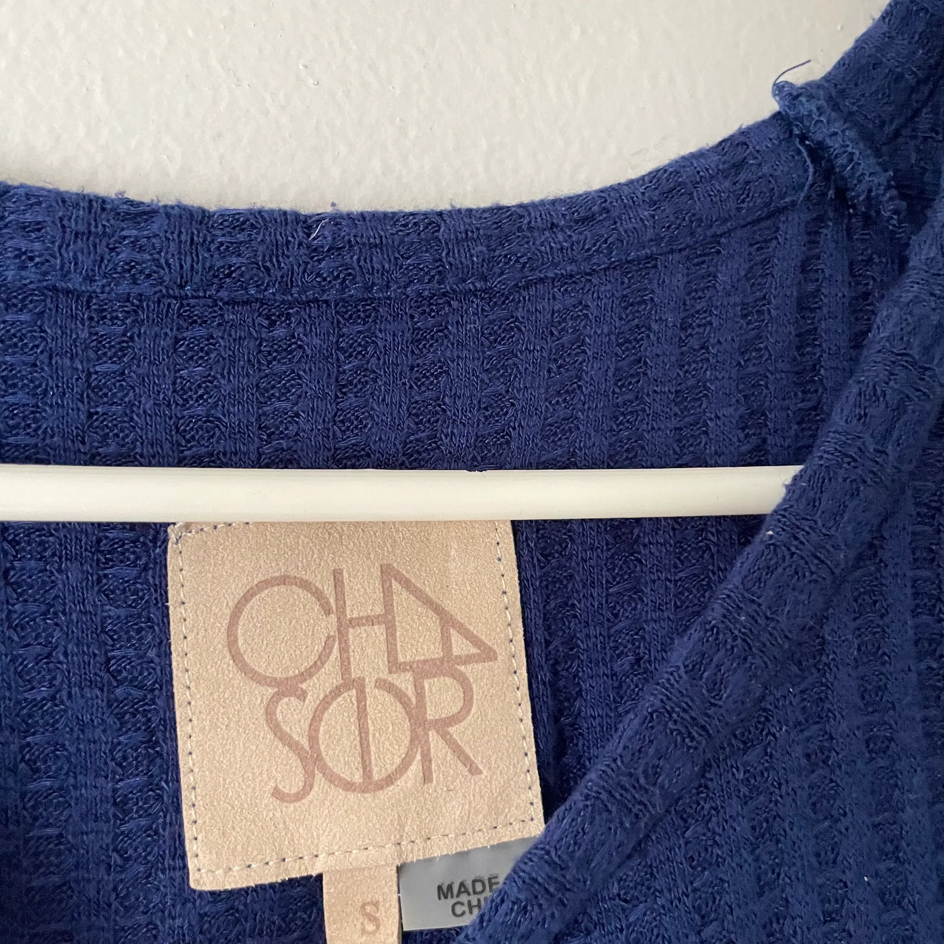 Royal Sapphire Electric Blue Waffle Knit Thermal Long Sleeve Raw Hem Shirt - Image 6