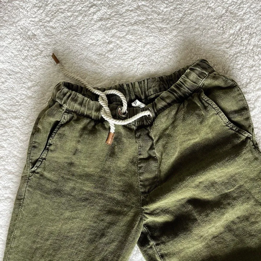 Zara Womens Pants‎ Joggers Sz XS Olive Green  Mid Rise Elastic Waist - Image 5