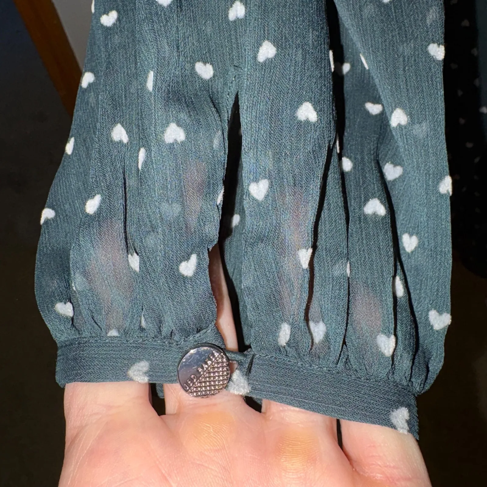 Ted Baker London Kobie‎ Heart Dot Chiffon Long Sleeve Minidress Sheer Chiffon - Image 4