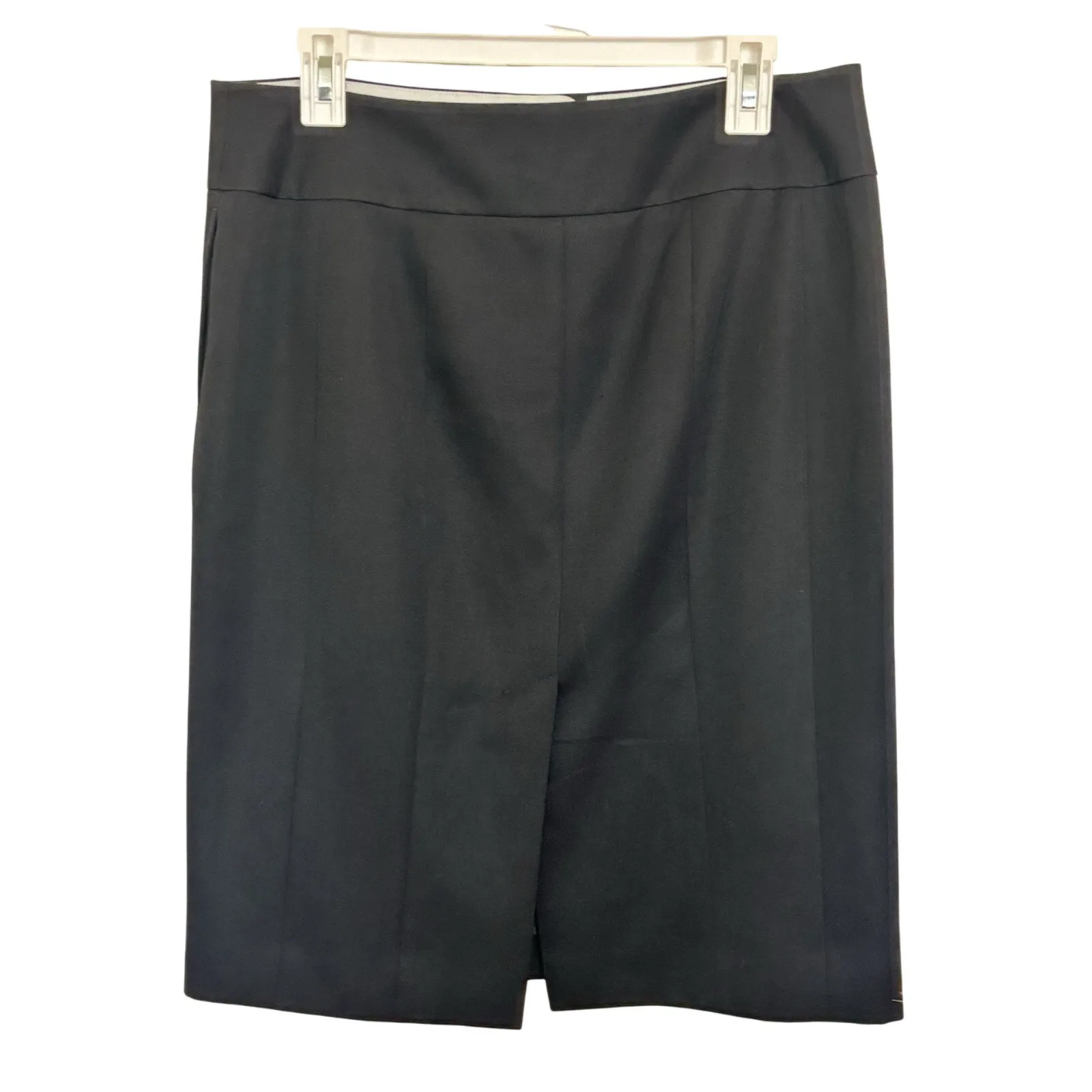 Y2K J Crew 100% Wool Black Pencil Skirt Size 10 Preppy Classic Office Siren - Image 2