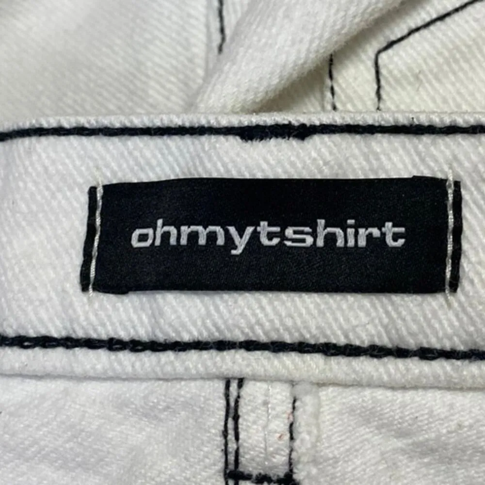 Oh My T Shirt Women's White High Waisted Wide Leg Baggy Denim Jeans Pants Sz 25 - Image 5