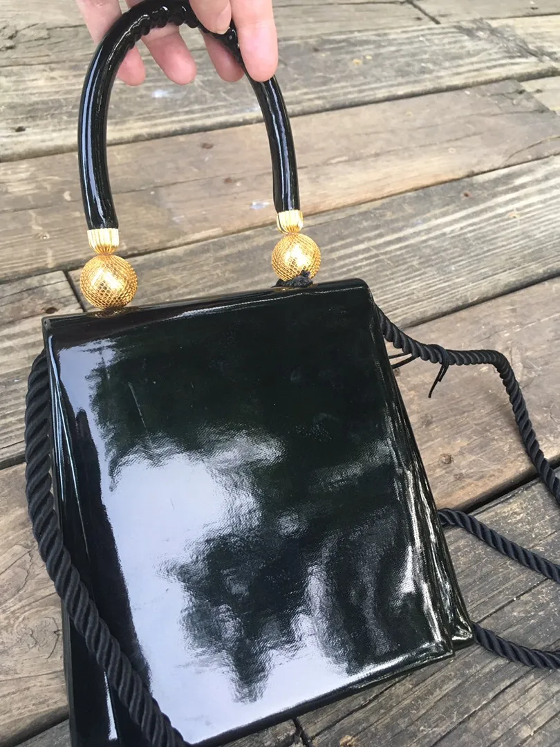 Classy Black Shine Rectangular Bag - Image 3