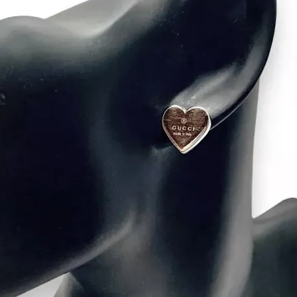 Sterling Silver ag925 Heart Shaped Stud Earrings NIB - Image 3