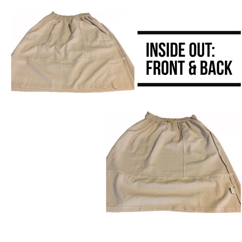 EZRA BEIGE ELASTIC WAIST APRON POCKETS MIDI SKIRT (L) - Image 10