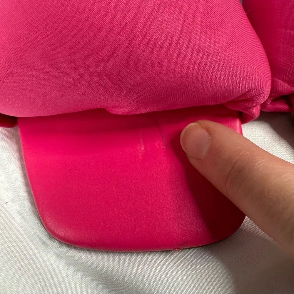 Open Edit Cleo Sandal Size 6 Neon Pink Barbie Kitten Block Heel 80s Slip On - Image 2