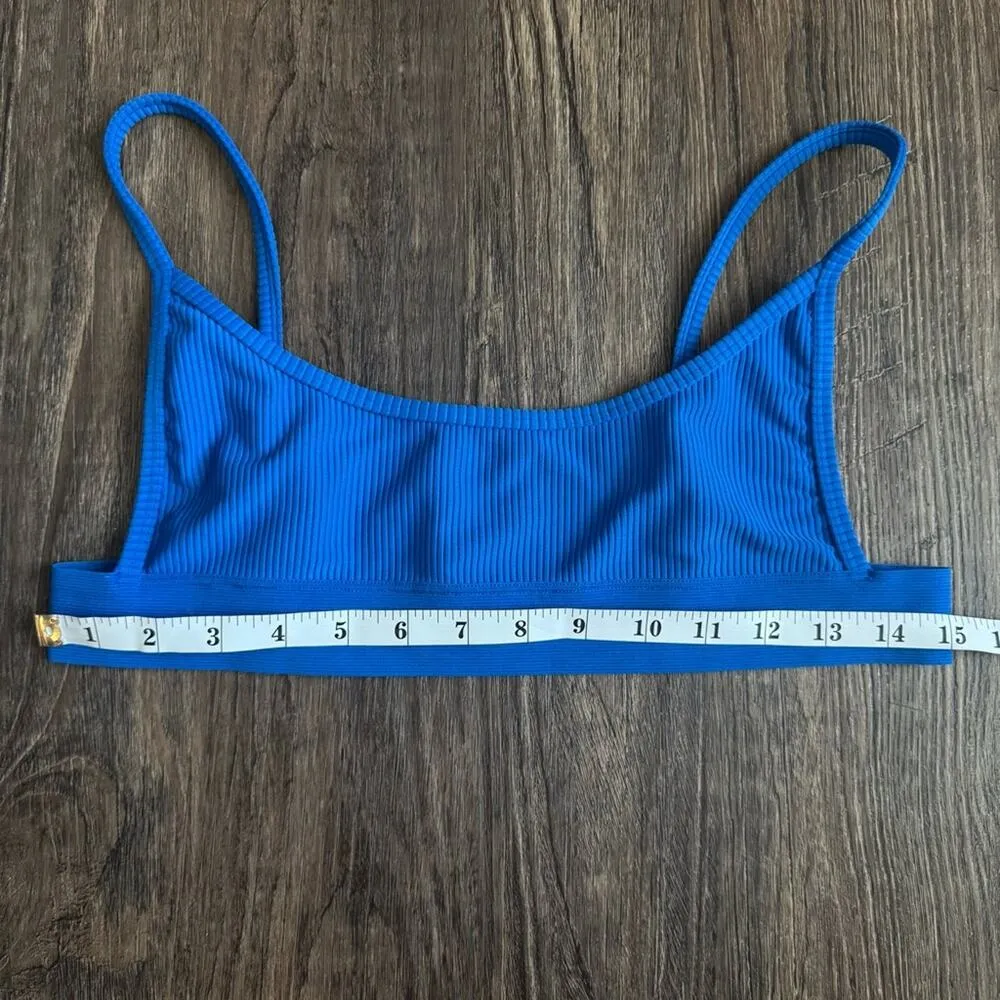 Frankie’s Bikinis Gavin Ribbed Scoop Bikini Top in Blue L - Image 5