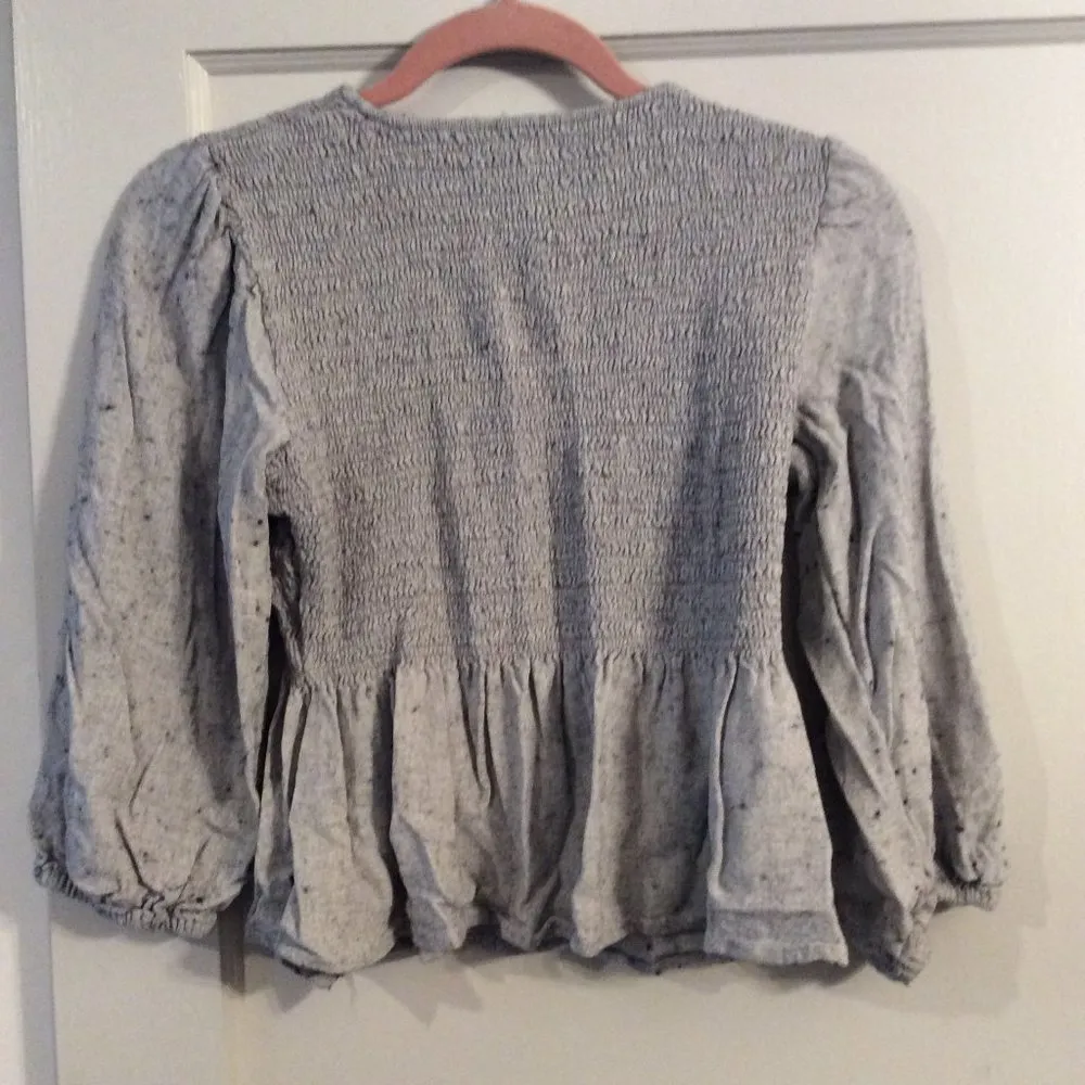 Madewell adorable blue medium M 3/4 sleeve V neck short top CUTE - Image 6