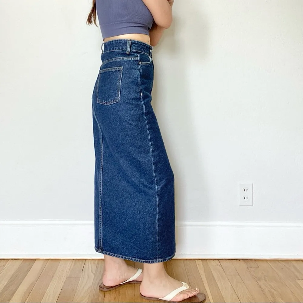 H&M Denim Midi Skirt with front Slit - Image 3