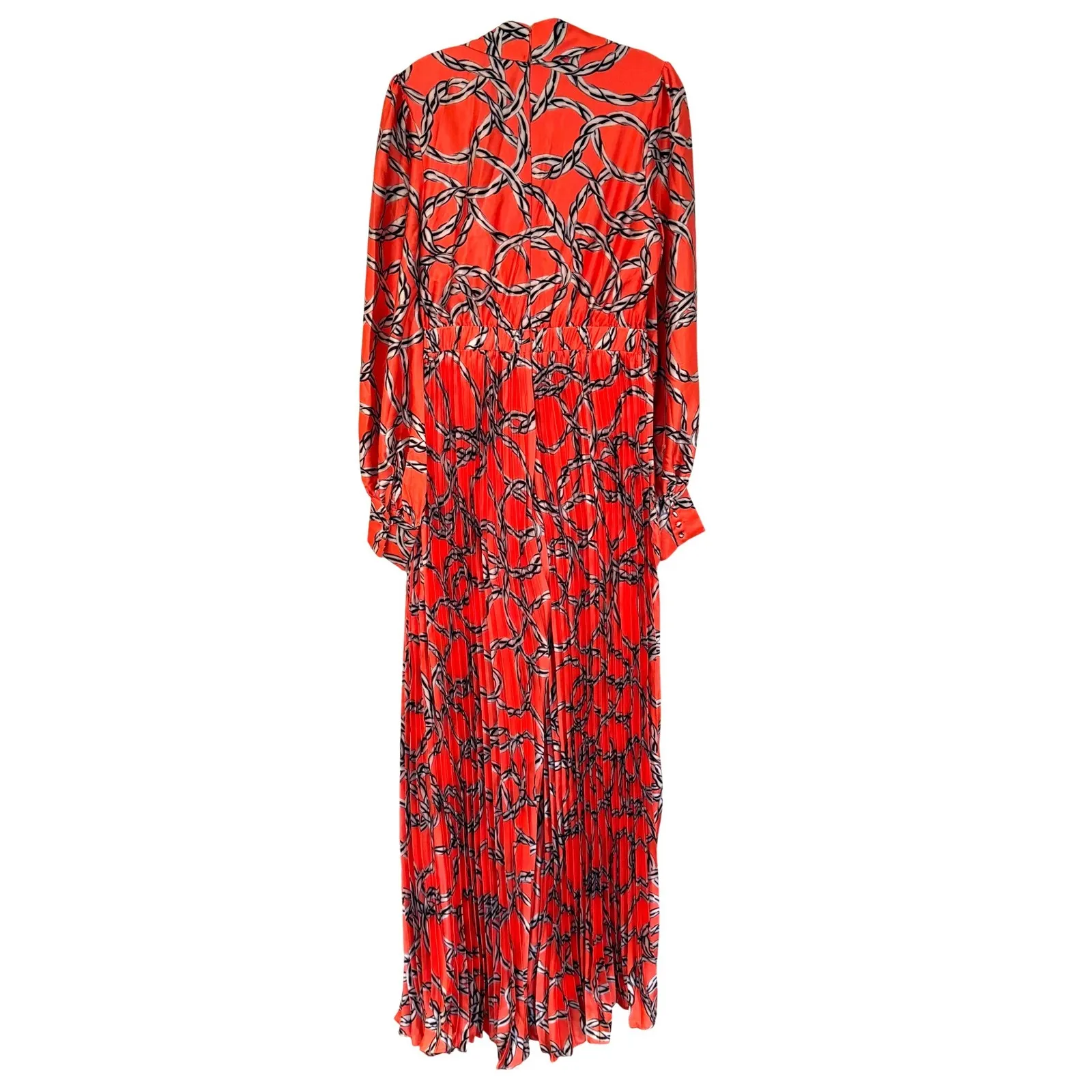 L'ATISTE Balloon Sleeve Pleated Wide Leg Jumpsuit Tie Front Women's Large Orange - Image 13