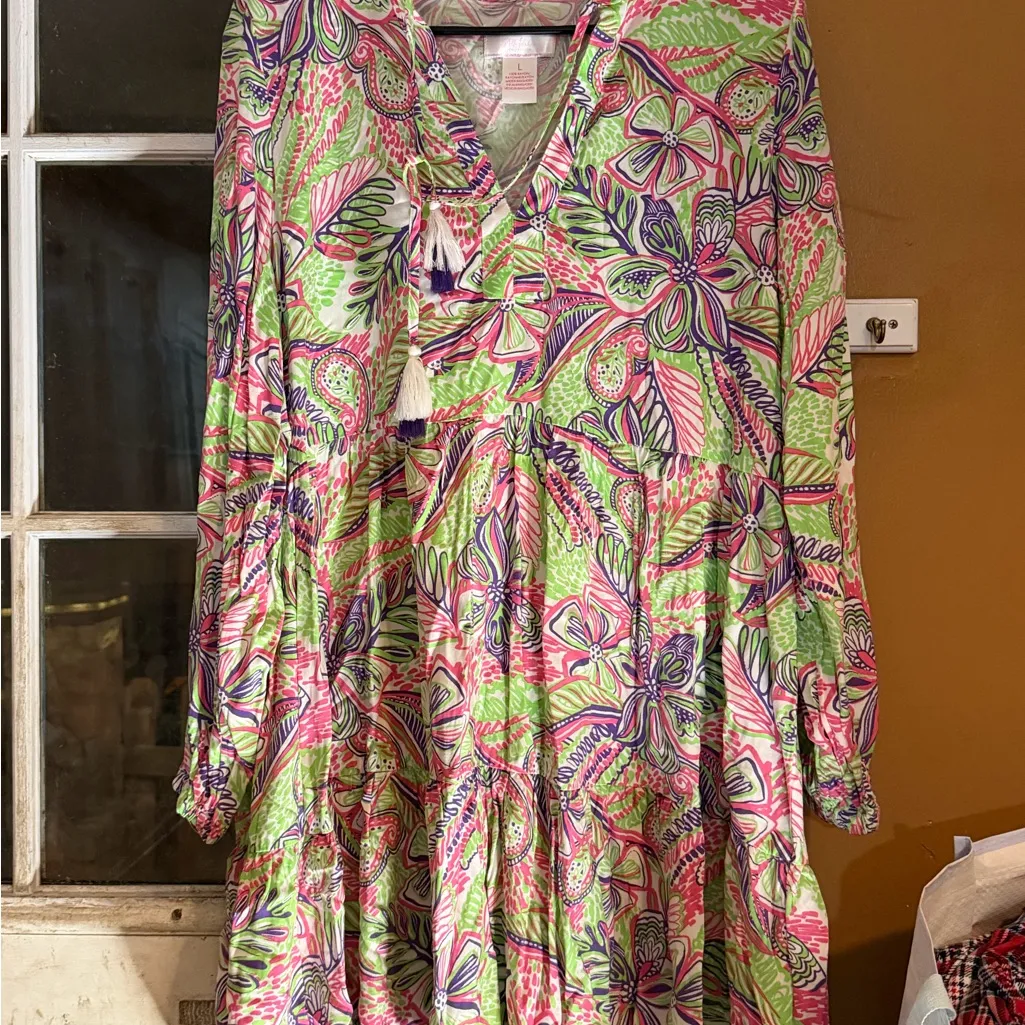 Stella Parker Floral Dreams colorful dress size large Pink - Image 8