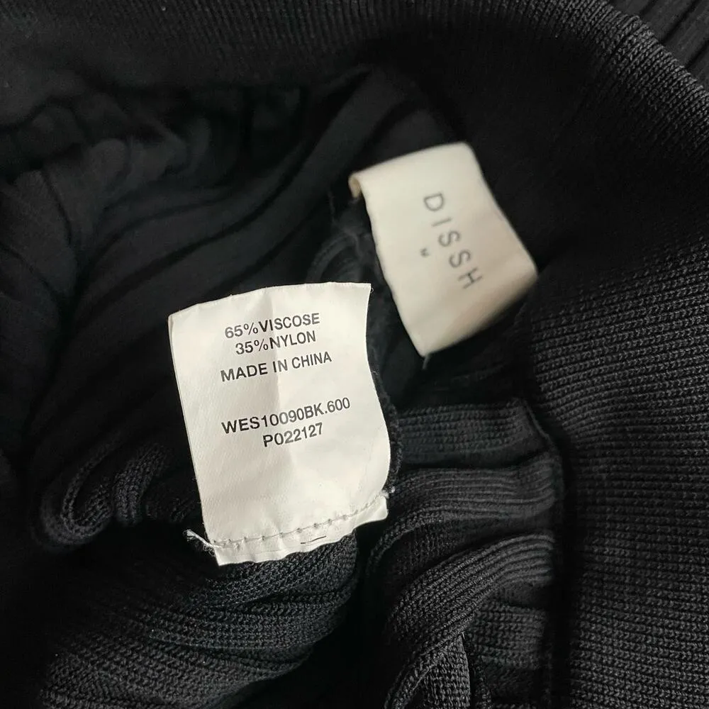 Dissh Lou Wide Leg Pants Ribbed Knit High Waist Classic Minimalist womens M - Image 8