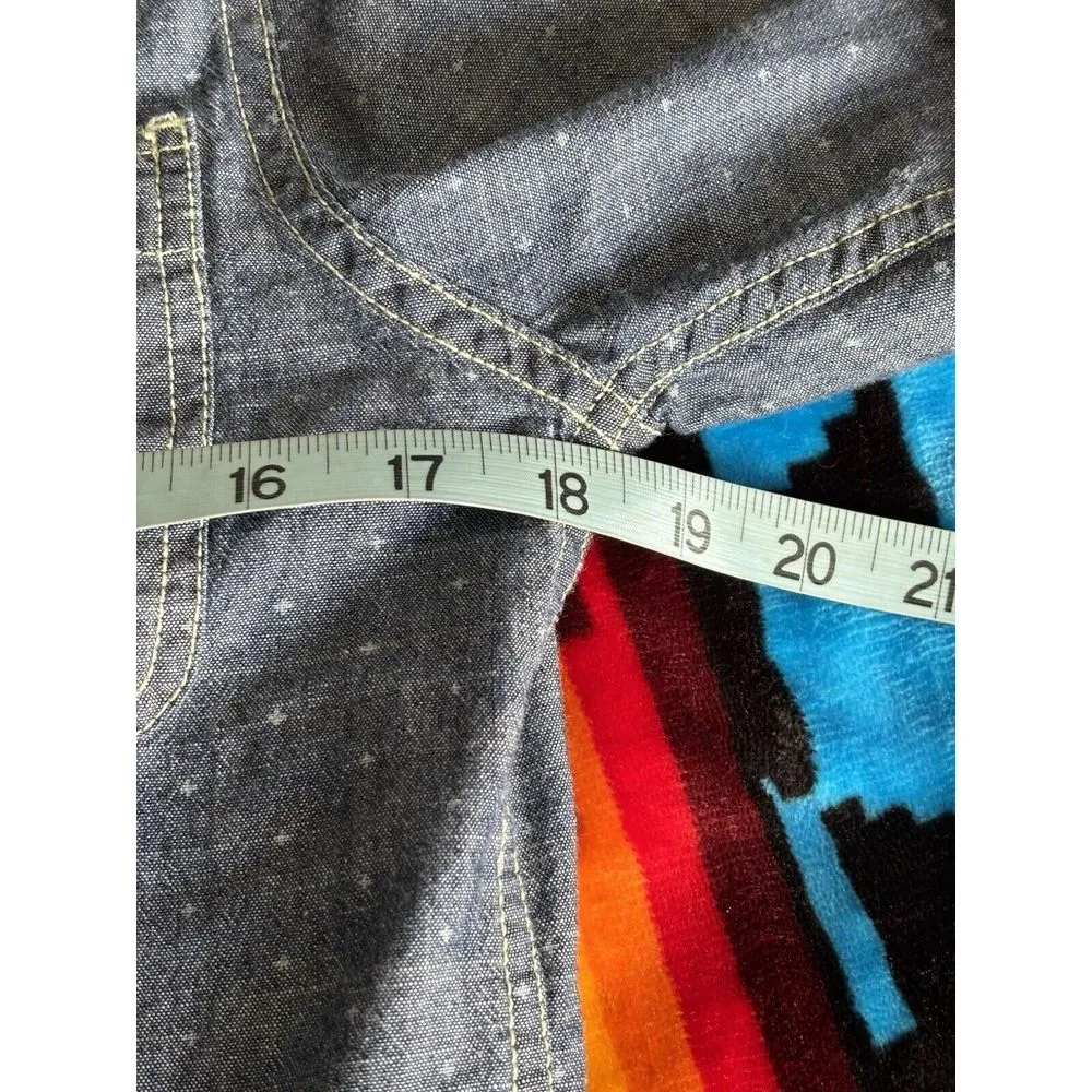 Arizona Jean Co Blue/White Dots Button Up‎ Long Sleeve Shirt Size Small Cotton - Image 6