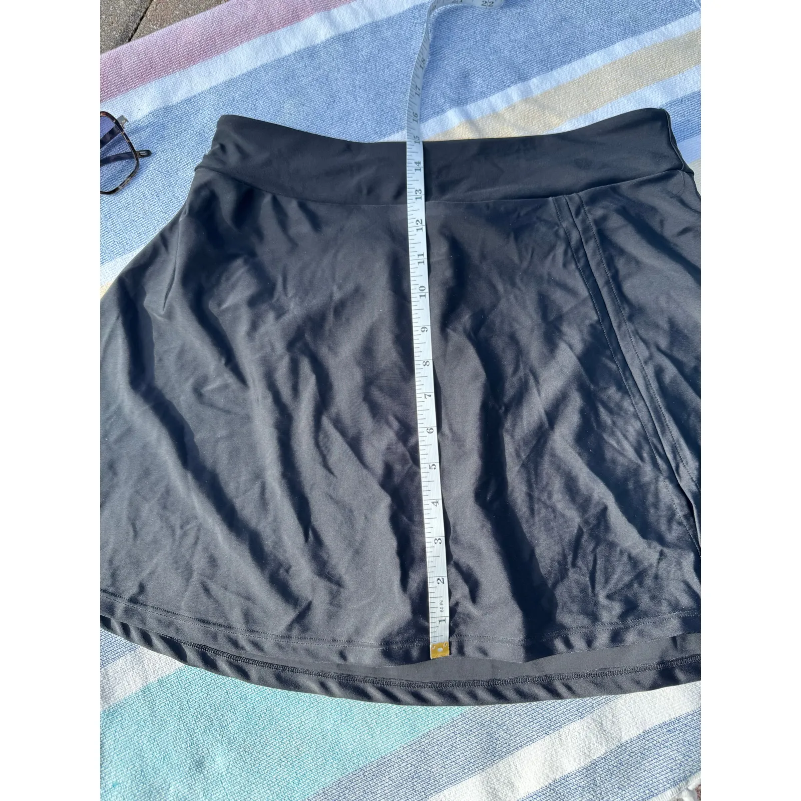 Women’s Blue Tankini Top Black Swim Skirt Set L Modest Swimwear Stretch Size L - Image 6