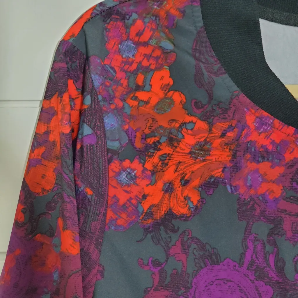 Fabletics Bomber‎ Jacket Floral Full Zip Lightweight Purple, Women's. Size: L - Image 4