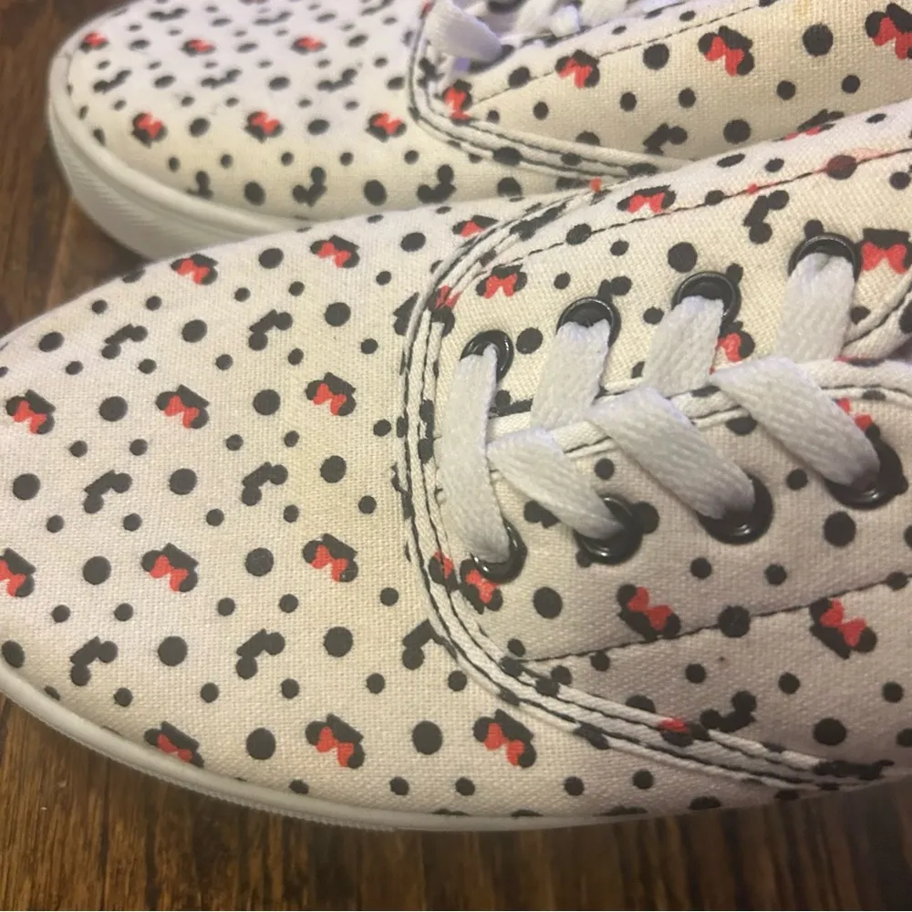 Disney  Branded black, red and white lace up canvas sneakers, ladies size 8M - Image 3
