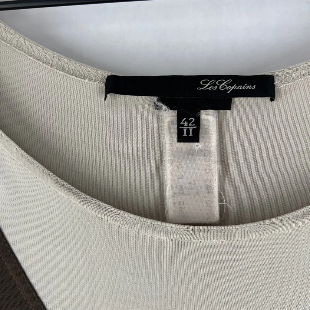 Les Copains Color Block‎ Slinky Stretch Liquid Jersey Knit 3/4 Sleeve Maxi Dress Brown Size M - Image 4