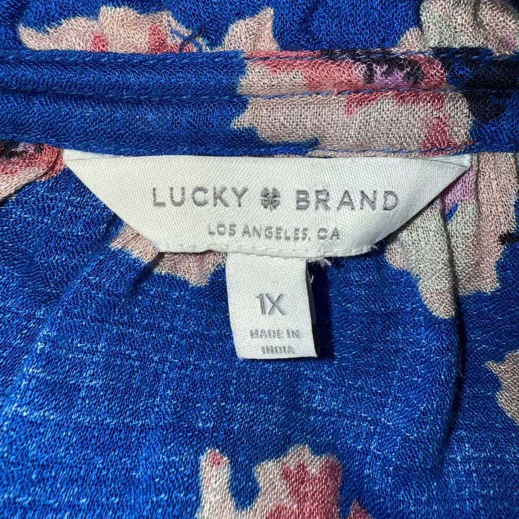 Lucky Brand Women’s Plus Size 1X Floral Peasant Blouse Cold Shoulder - Image 4