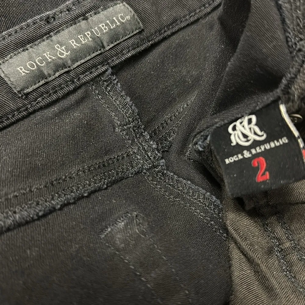 Rock & Republic Kendall Black Mid Rise Cropped Stretch Denim Jeans Womens 2 - Image 11