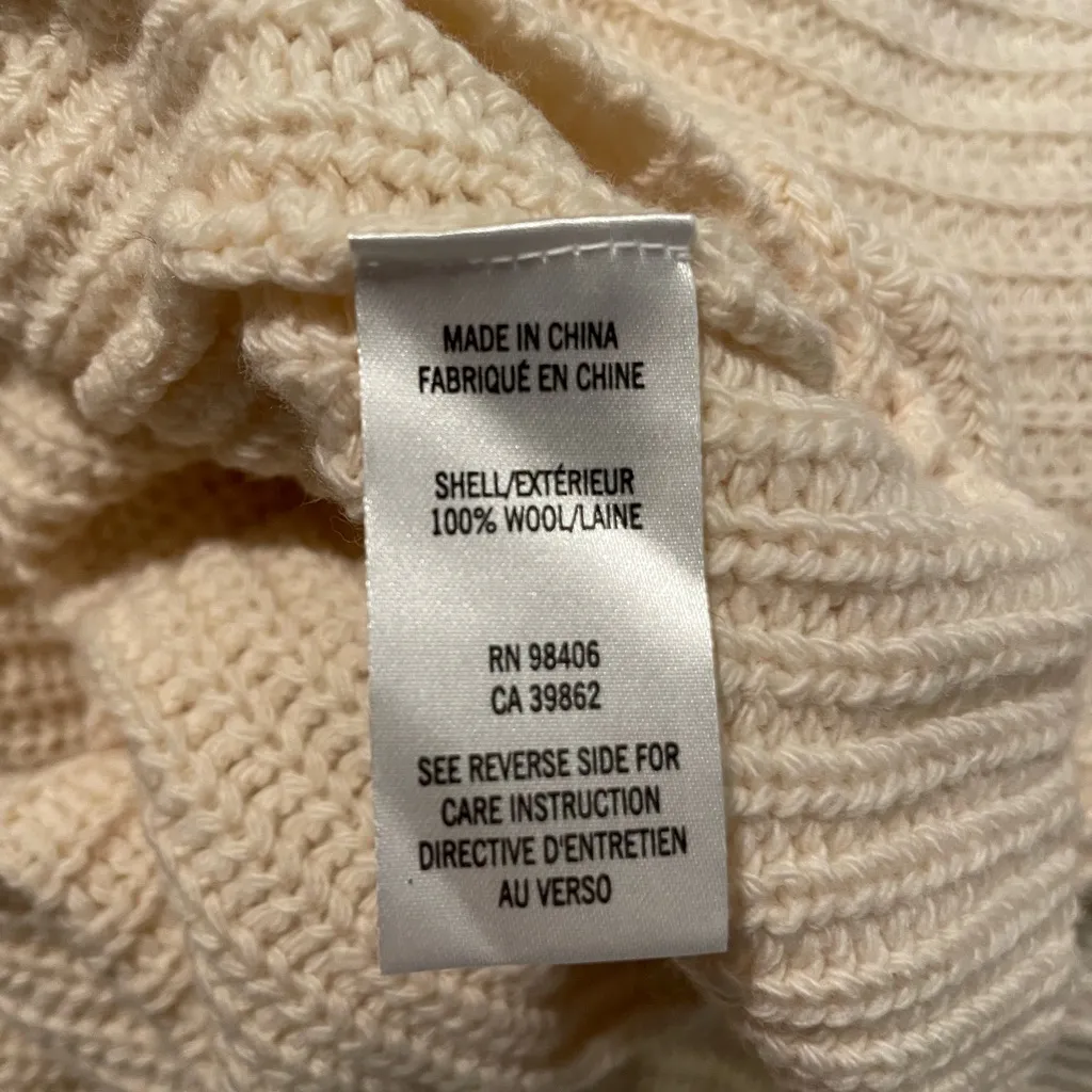 NWT Theory Ivory Knit Turtleneck Wool Sweater Boho Cottagecore Preppy Size L - Image 7