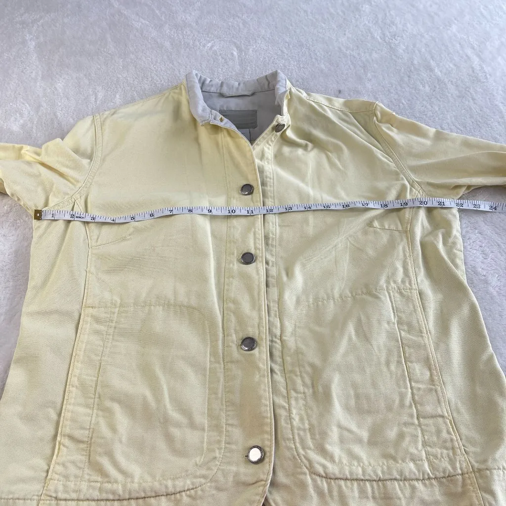 VTG Columbia Denim Jean Jacket Womens Size L Yellow Button Up Pockets Outdoors‎ - Image 5