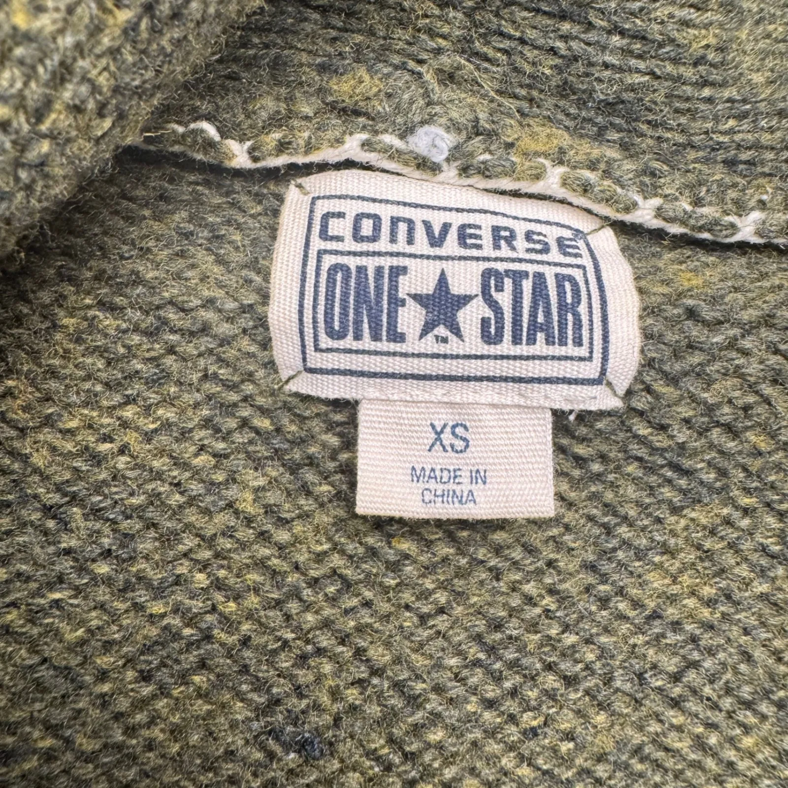 Converse One Star Women's Green Speckled Knit Cowl Neck‎ Long Sleeve Sweater XS - Image 5