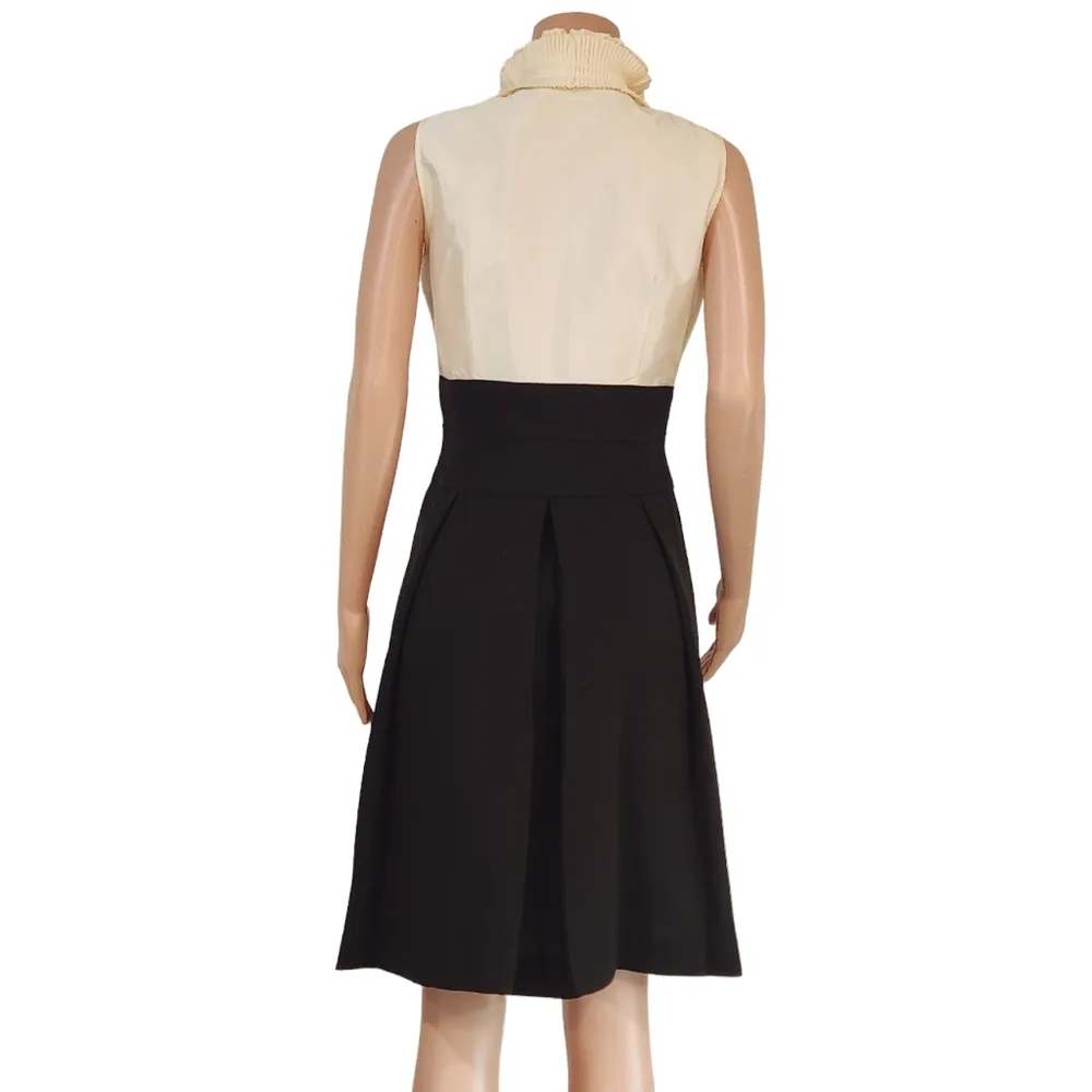 Calvin Klein Black & Cream Ruffle Top Fit and Flare Dress Sz 10 - Image 5