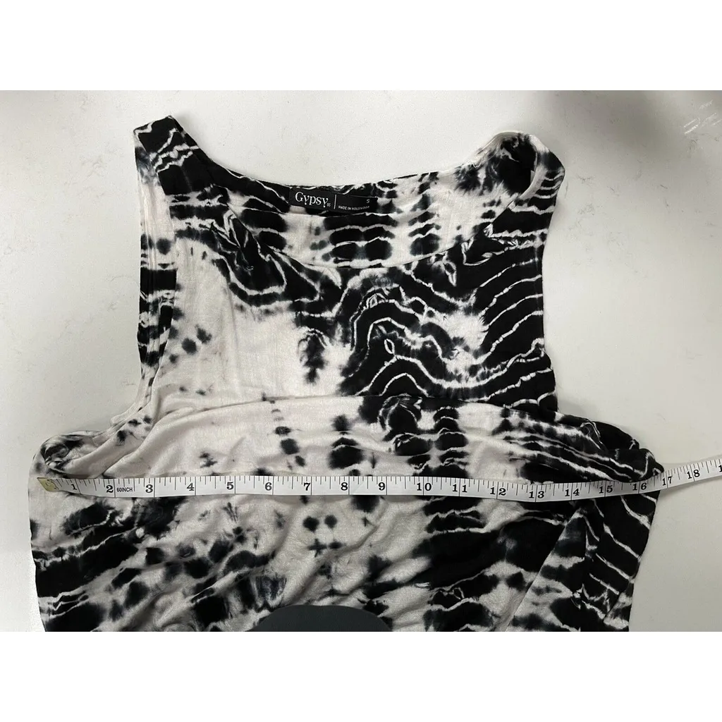 Gypsy 05 Black & Gray Tie Dye Split Back Jumpsuit Whimsigoth Fairy Grunge Sz S - Image 9