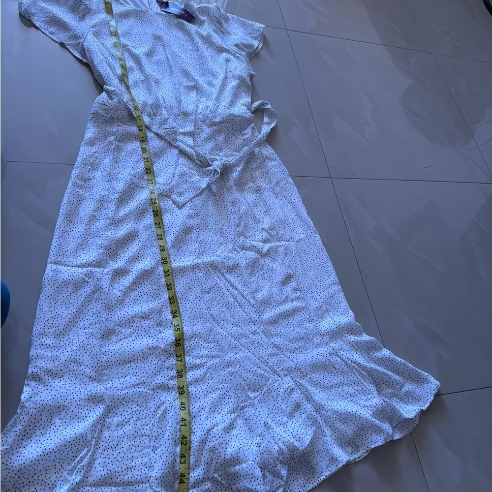 Silver Midi Sundress with Flutter Sleeves and Crew Neck Size undefined - Image 9