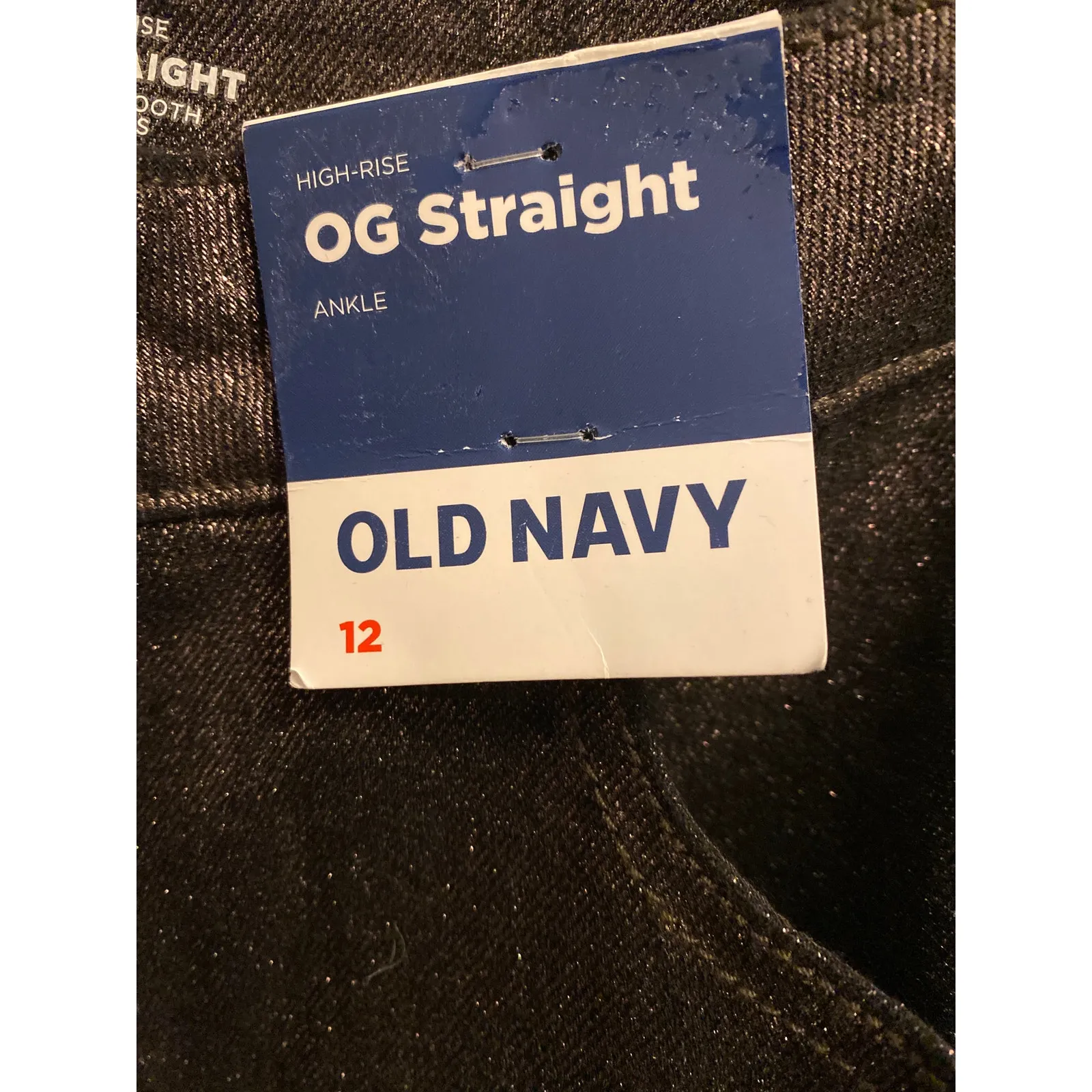 Brand New Old Navy Women Size 12 Dark Brown Metallic OG Straight High Rise Jeans - Image 5