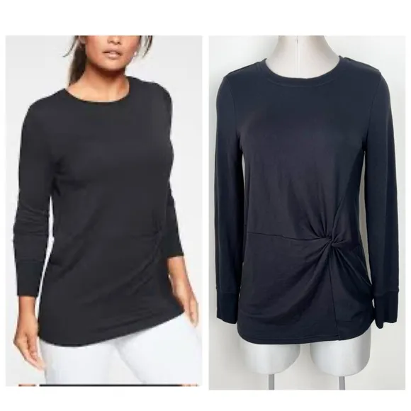 Athleta Nirvana Twist Front Long Sleeve Top in Black Size Small - Image 2