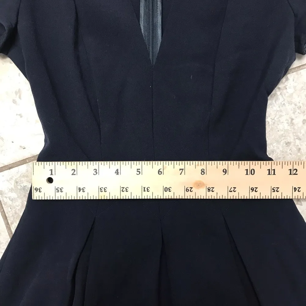 Emporio Armani Emma Seamed V-Neck Navy Blue Minidress size 36 - Image 7