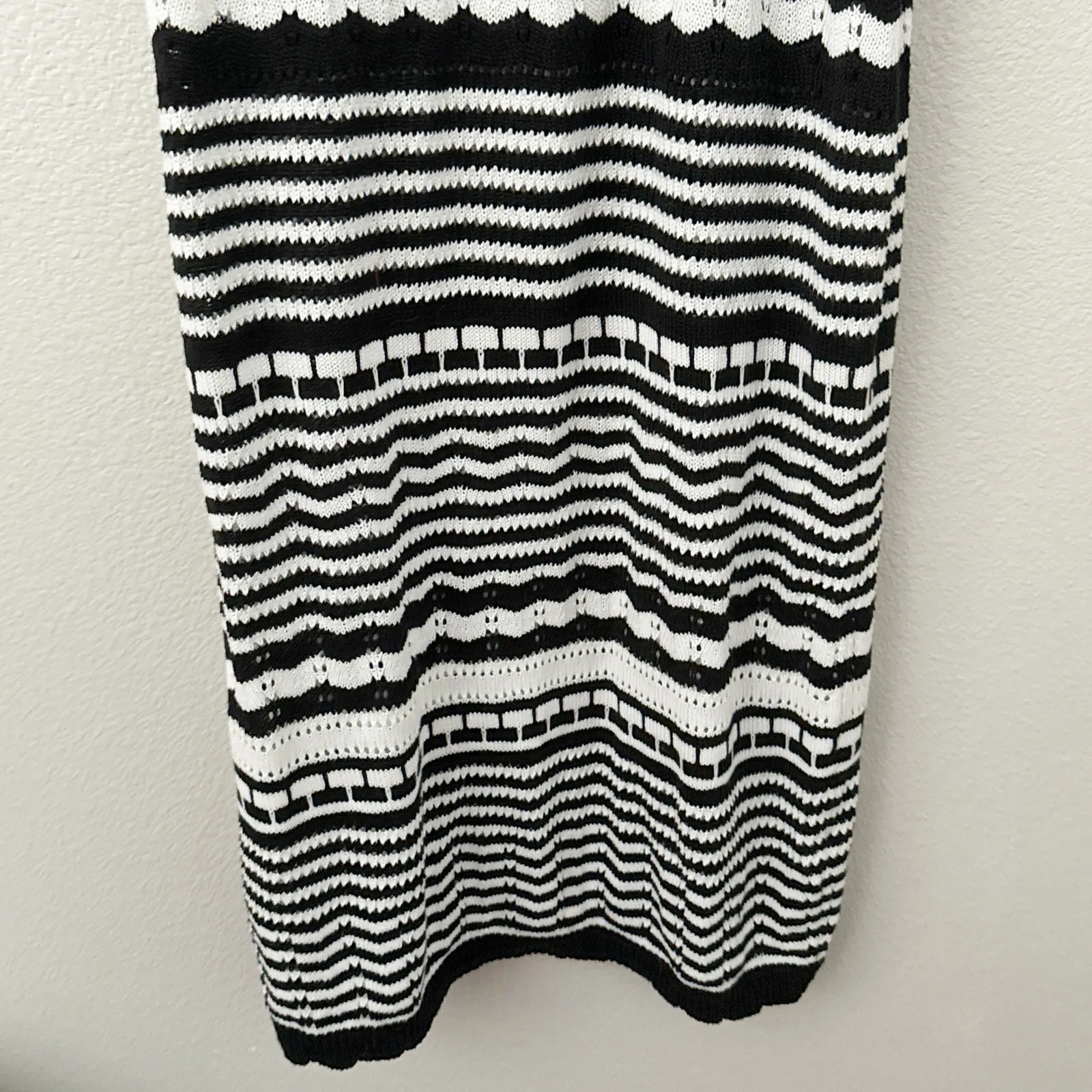JOIE | Dress Women's White Black Striped Crochet Knit Sleeveless Maxi | Size XL - Image 4