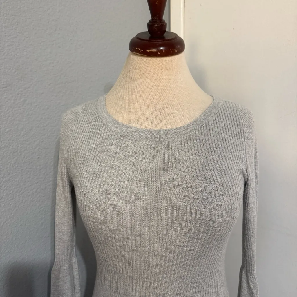 American Eagle Outfitters Women Light Gray Long Sleeve Fit & Flare Dress Size S - Image 3