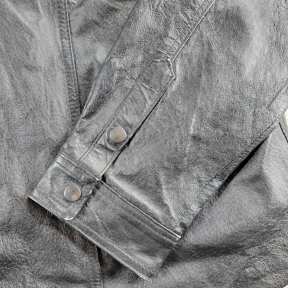 Bikers Dream Apparel Womens Moto Shacket 4XL Black Leather Button Down Size undefined - Image 13