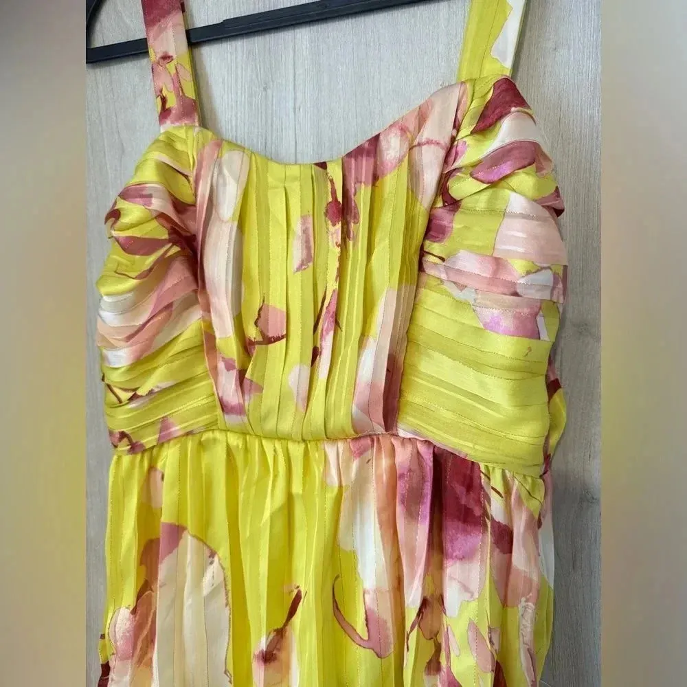 BTFL Oleander Pleated Tiered Dress in Bright Orchid Size XS Floral - Image 5